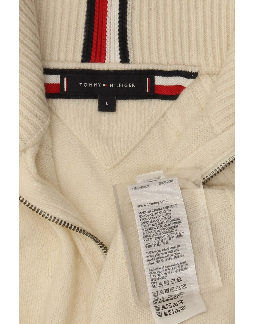 Tommy Hilfiger Jersey con Cuello y Cremallera para Hombre de Lana Blanca Grande