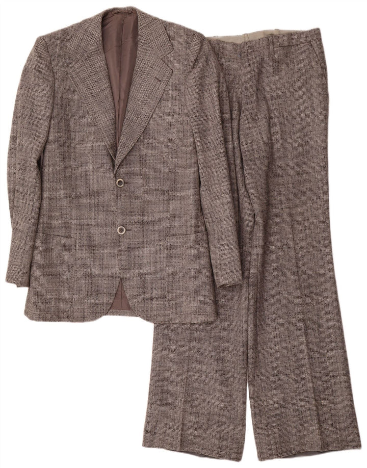 Vintage hombres 2 botones pieza traje Reino Unido 38 Medio W30 L34 Gris Flecked