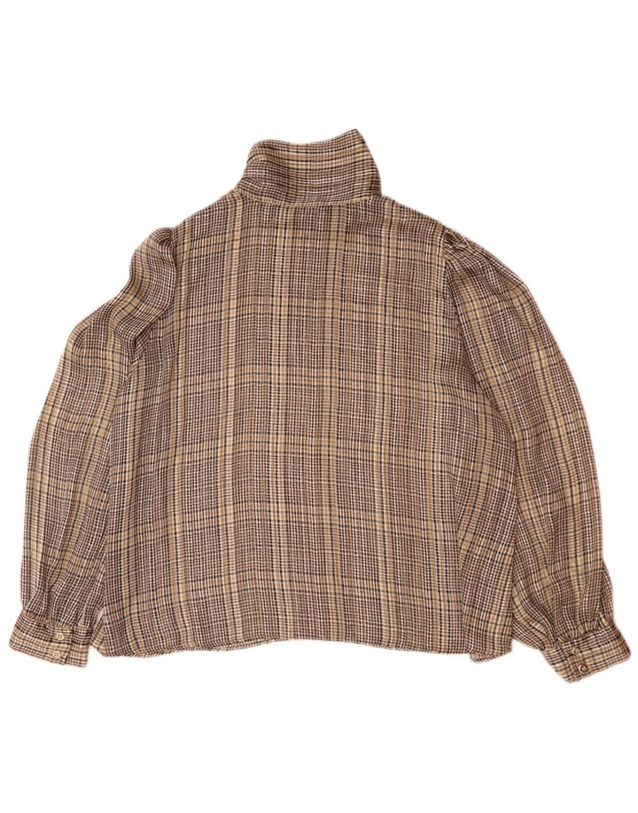 Zara Blusa tipo jersey de manga larga para mujer UK 46 Large Brown Check