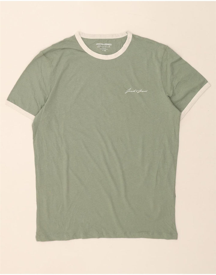JACK & JONES Mens T-Shirt Top Medium Green Cotton Vintage Jack & Jones and Second-Hand Jack & Jones from Messina Hembry 