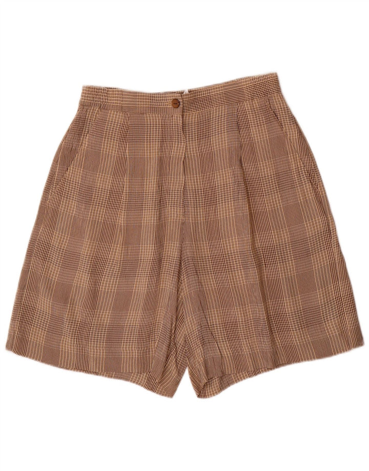 VINTAGE Mujer 4 Botones 2 Piezas Set UK 10 Pequeño W28 Acetato de Cuadros Marrón