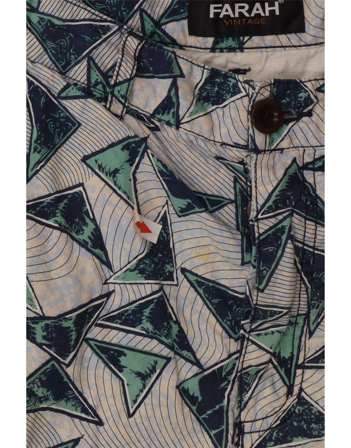 Farah Mens Chino Shorts W32 Algodón Geométrico Multicolor Medio