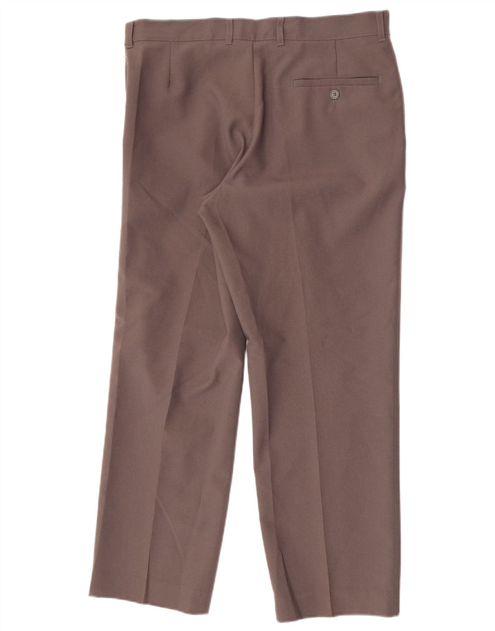 Marks & Spencer Pantalón chino recto para hombre W34 L29 Poliéster marrón