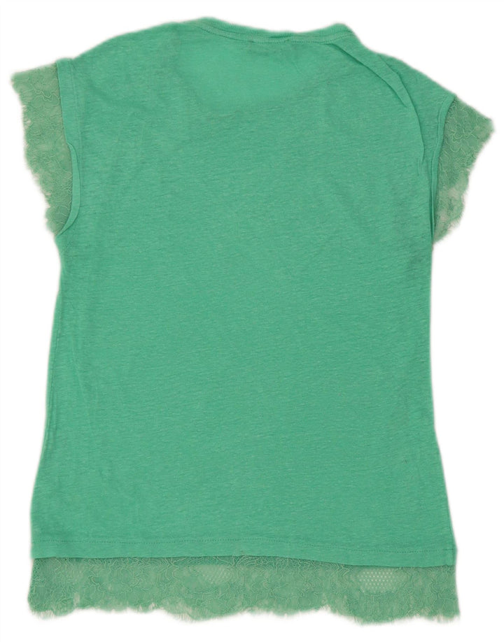Zara Mujer Camiseta Top UK 10 Small Verde