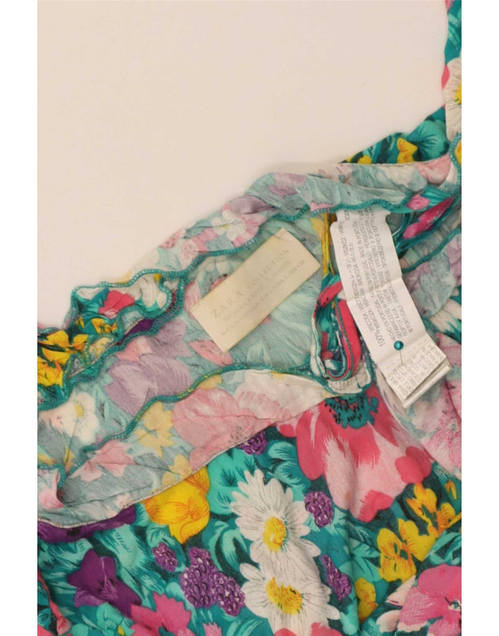Zara Top con hombros descubiertos para mujer UK 40 Small Viscosa floral multicolor