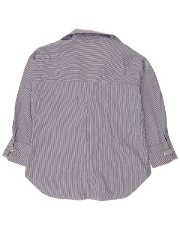 Zara Mujer Camisa Extragrande Reino Unido 46 Grande Azul Pinstripe