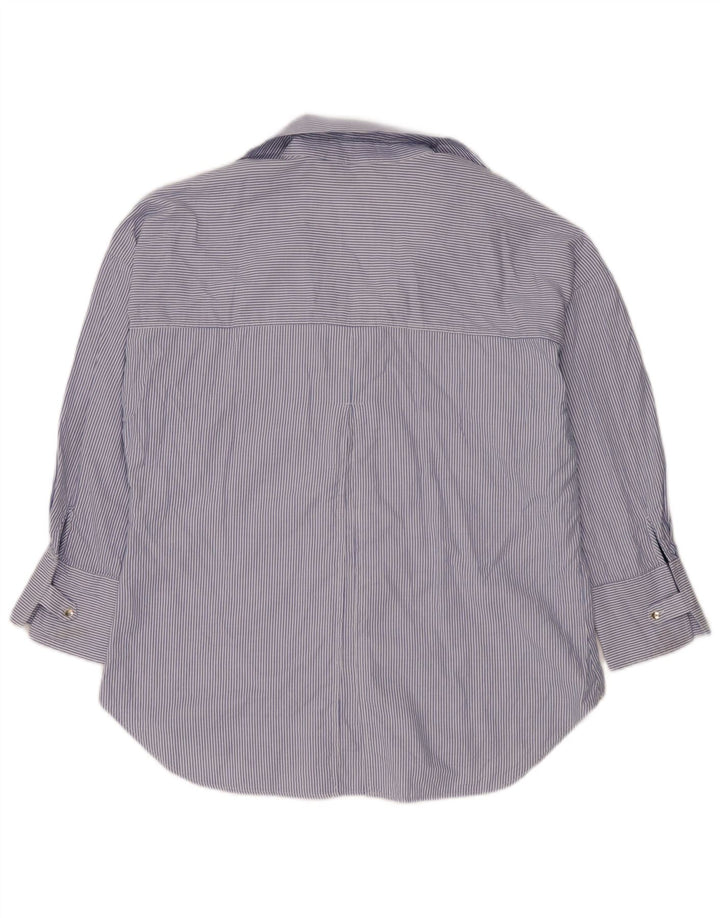 Zara Mujer Camisa Extragrande Reino Unido 46 Grande Azul Pinstripe