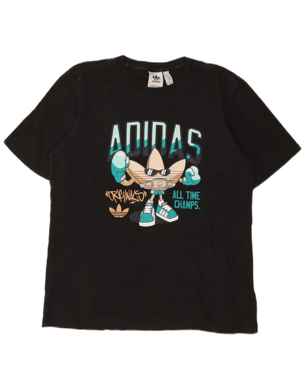 Adidas Mens Graphic T-Shirt Top Medium Black Cotton