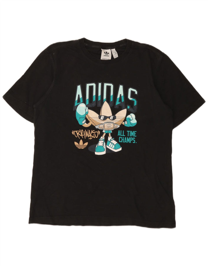 Adidas - Camiseta gráfica para hombre, talla mediana, algodón negro