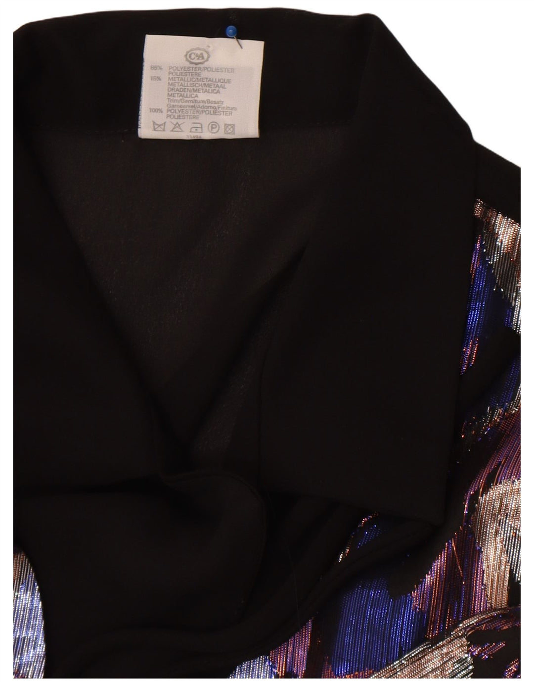 C&A Blusa tipo camisa con estampado abstracto y ajuste relajado para mujer, talla 40, color negro