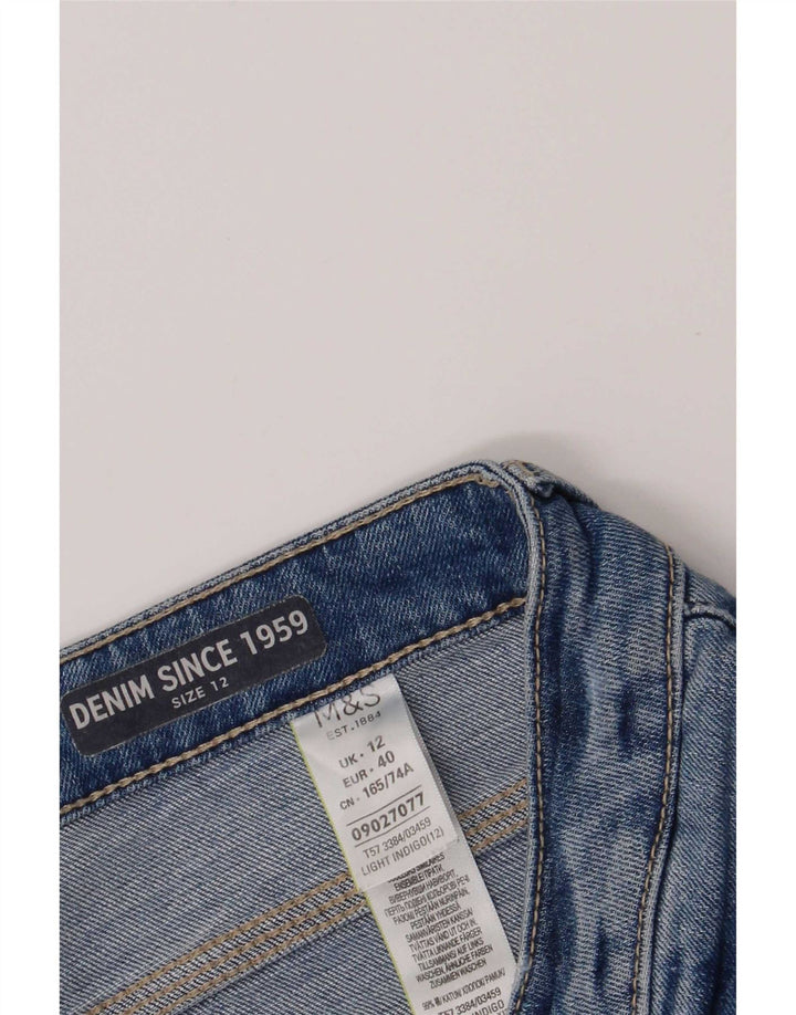 Marks & Spencer Pantalones cortos de mezclilla desgastados para mujer UK 12 Medium W30 Algodón azul