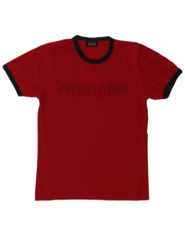 Wrangler Camiseta gráfica para hombre Top Medium Red Colourblock Cotton