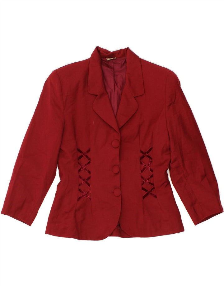 SHARI Womens 3 Button Blazer Jacket IT 46 Large Red Wool Vintage Shari and Second-Hand Shari from Messina Hembry 