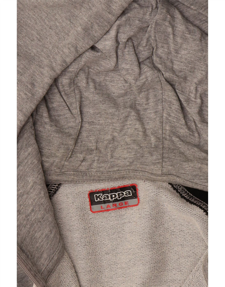 KAPPA Sudadera con capucha y cremallera para hombre, color gris grande, color block