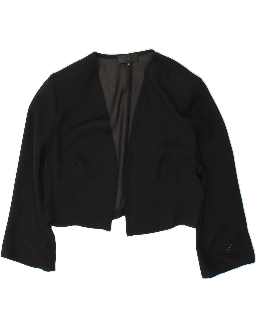 VINTAGE Womens 3/4 Sleeve Bolero Top UK 14 Medium Black Polyester Vintage Vintage and Second-Hand Vintage from Messina Hembry 