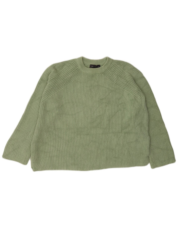 Marks & Spencer Jersey de cuello redondo para mujer UK 46 Grande Algodón verde