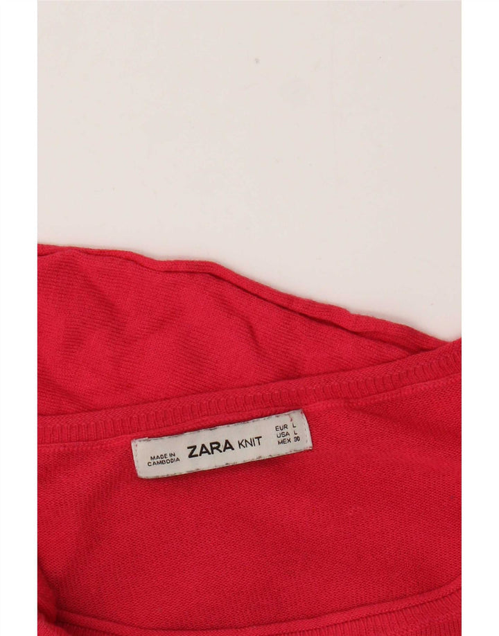 Zara Mujer Blusa Top UK 46 Grande Rosa