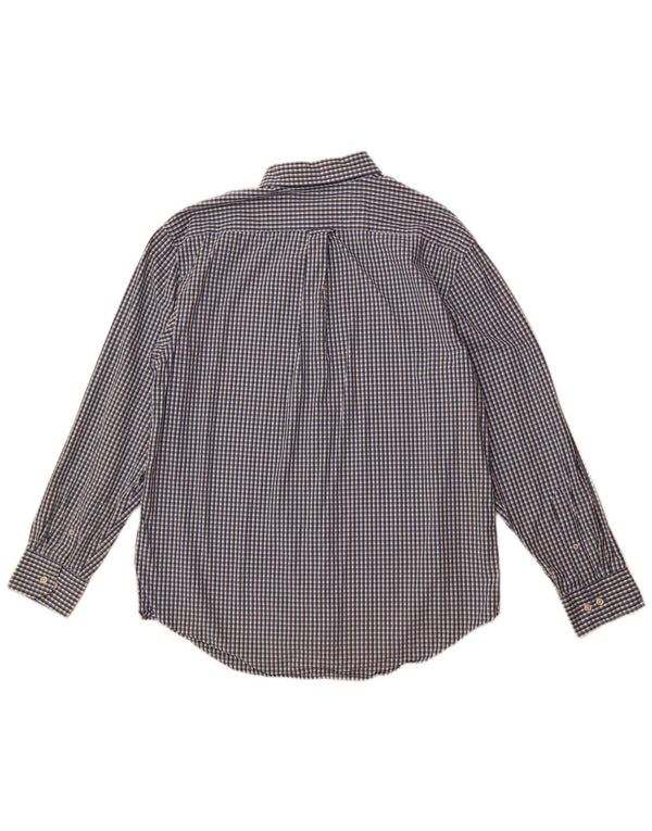 Camisa Izod Hombre Large Azul Cuadros Algodón