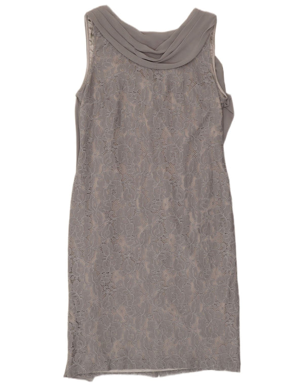 Jacques Vert Womens Sleeveless Lace Sheath Dress UK 10 Small Grey Polyamide