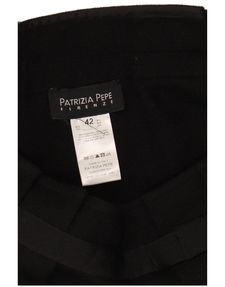 PATRIZIA PEPE Falda acampanada Firenze para mujer IT 42 Medium W30 Lana negra