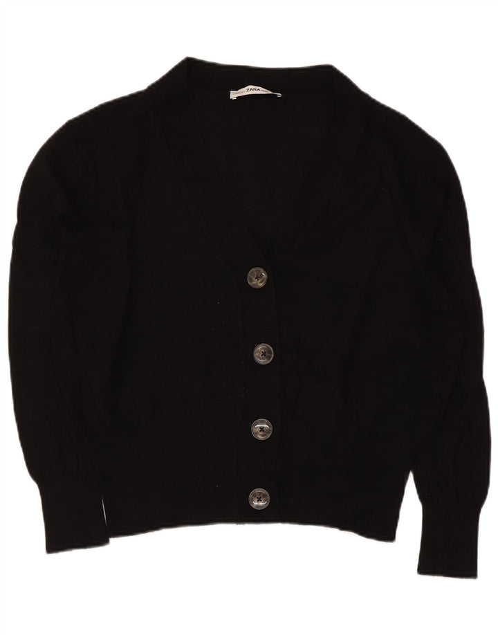 ZARA Mujer Crop Cardigan Suéter UK 44 Mediano Negro