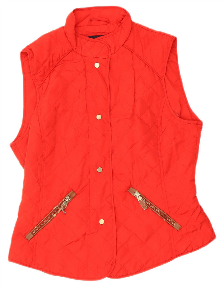 Zara Mujer Chaleco Acolchado UK 12 Medio Rojo Poliéster