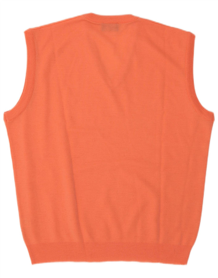 Vintage hombres chaleco tanque top grande lana naranja