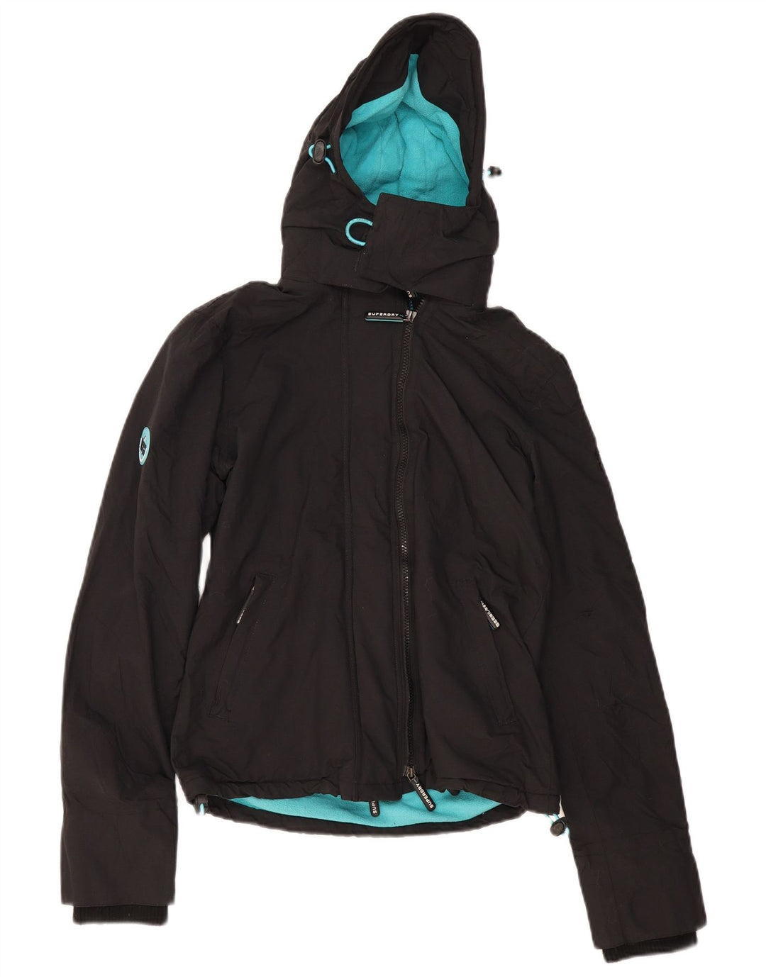 SUPERDRY Chaqueta cortavientos extragrande para mujer, talla S, color negro