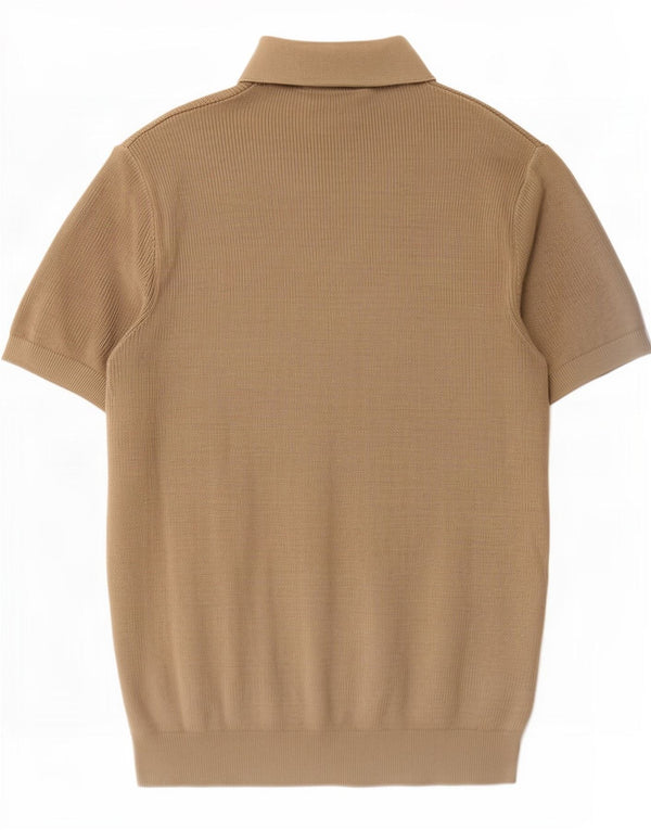 Zara Hombre Jersey De Manga Corta Con Cuello Polo De Algodón Caqui Medio