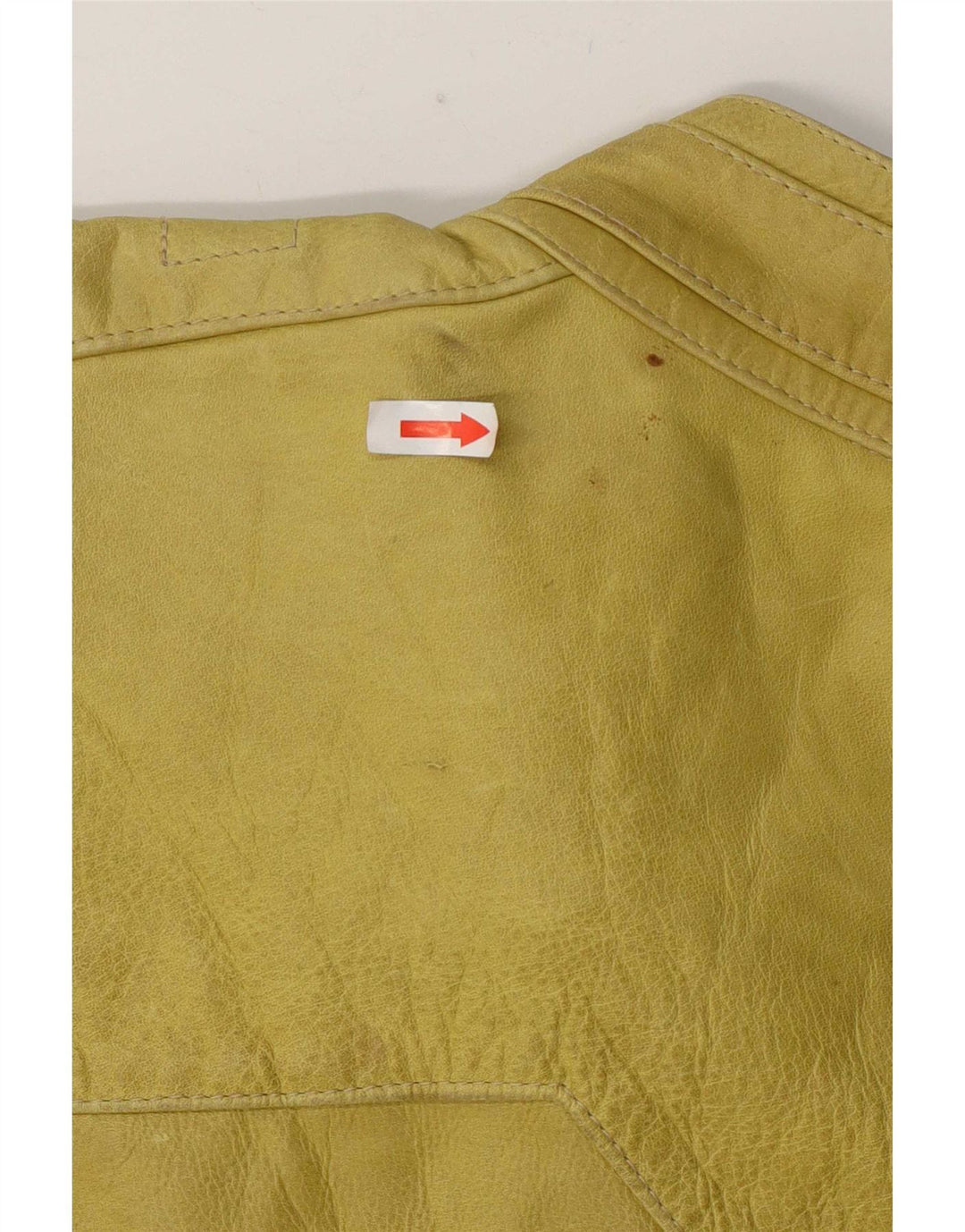 Vintage mujer cuero biker chaqueta Reino Unido 14 amarillo grande