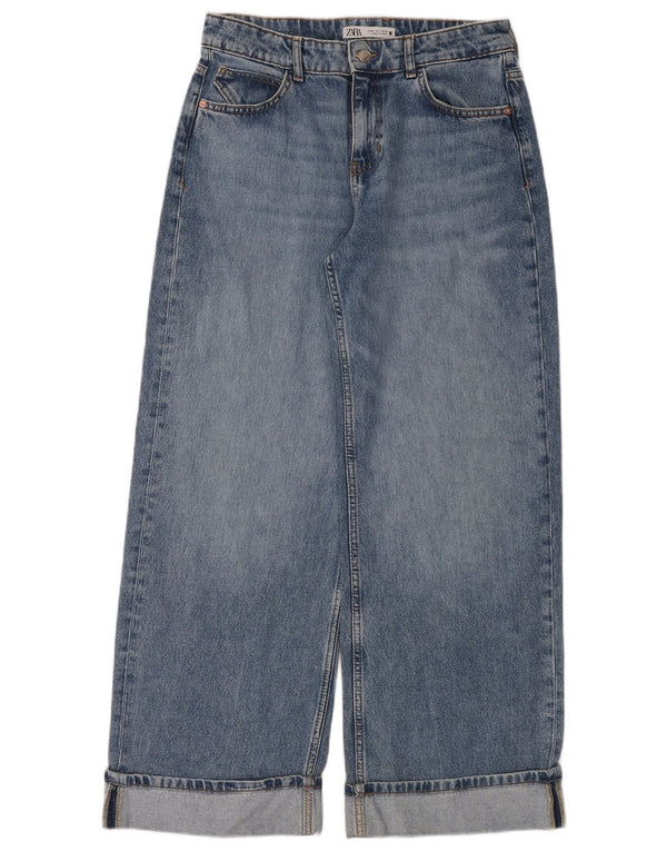 Zara Womens High Rise Wide Leg Jeans EU 38 Small W28 L30 Blue Cotton