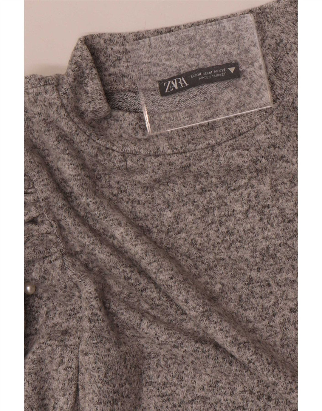 Zara Mujer Top Manga Larga UK 42 Gris Medio