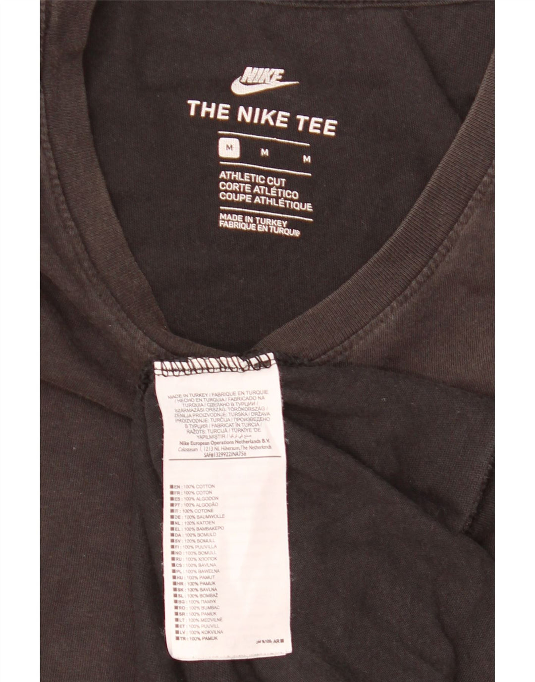 Nike Camiseta de corte atlético para hombre, talla mediana, algodón negro