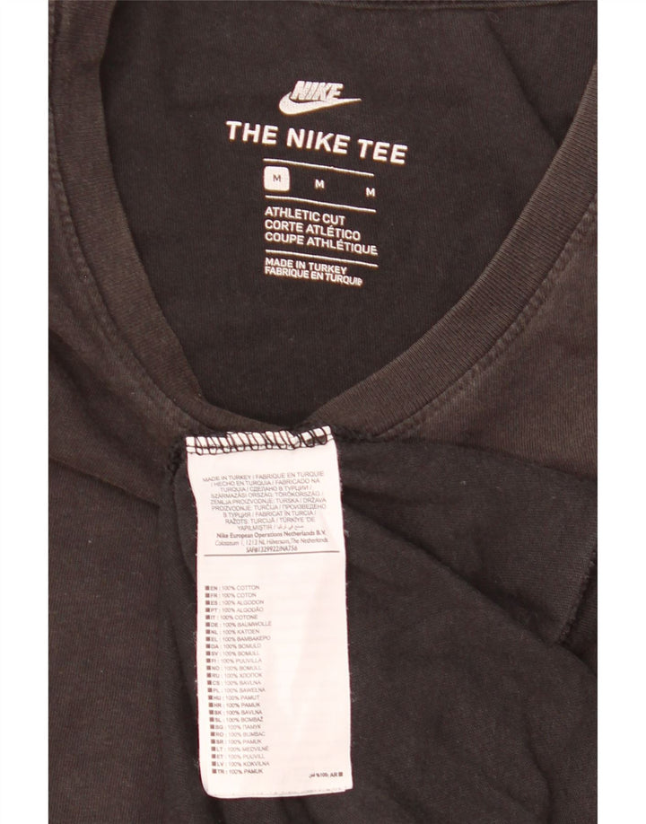 Nike Camiseta de corte atlético para hombre, talla mediana, algodón negro