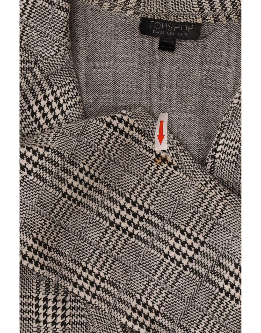 Topshop Abrigo para mujer UK 10 Small Gris Pata de gallo Algodón