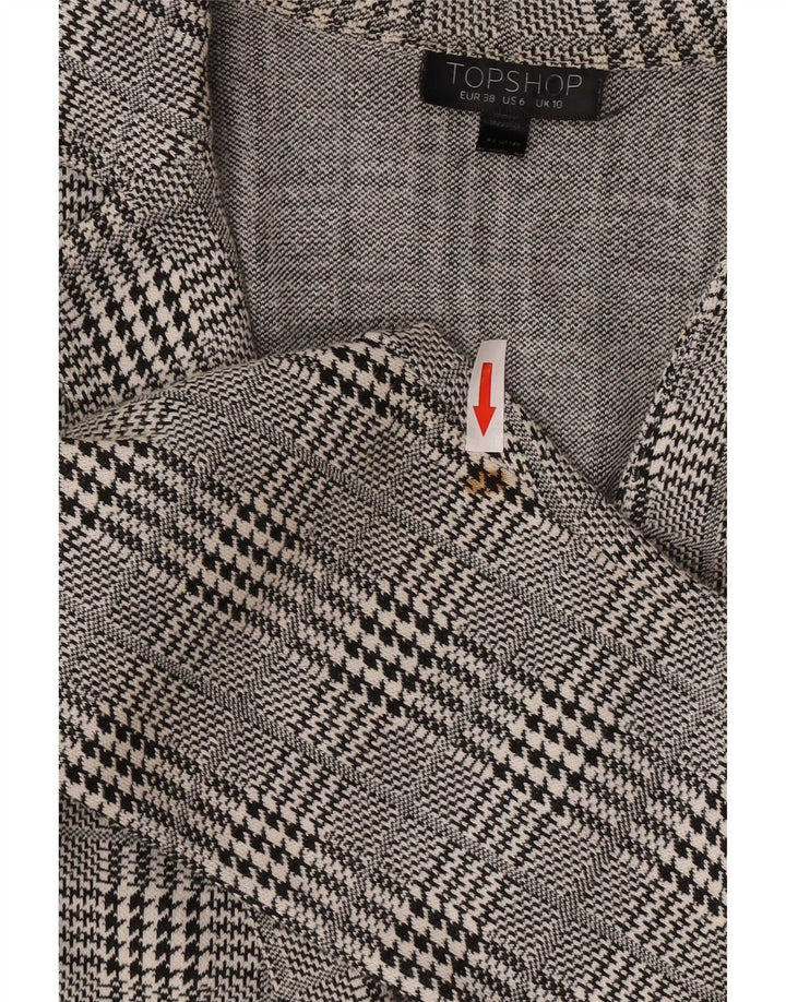 Topshop Abrigo para mujer UK 10 Small Gris Pata de gallo Algodón