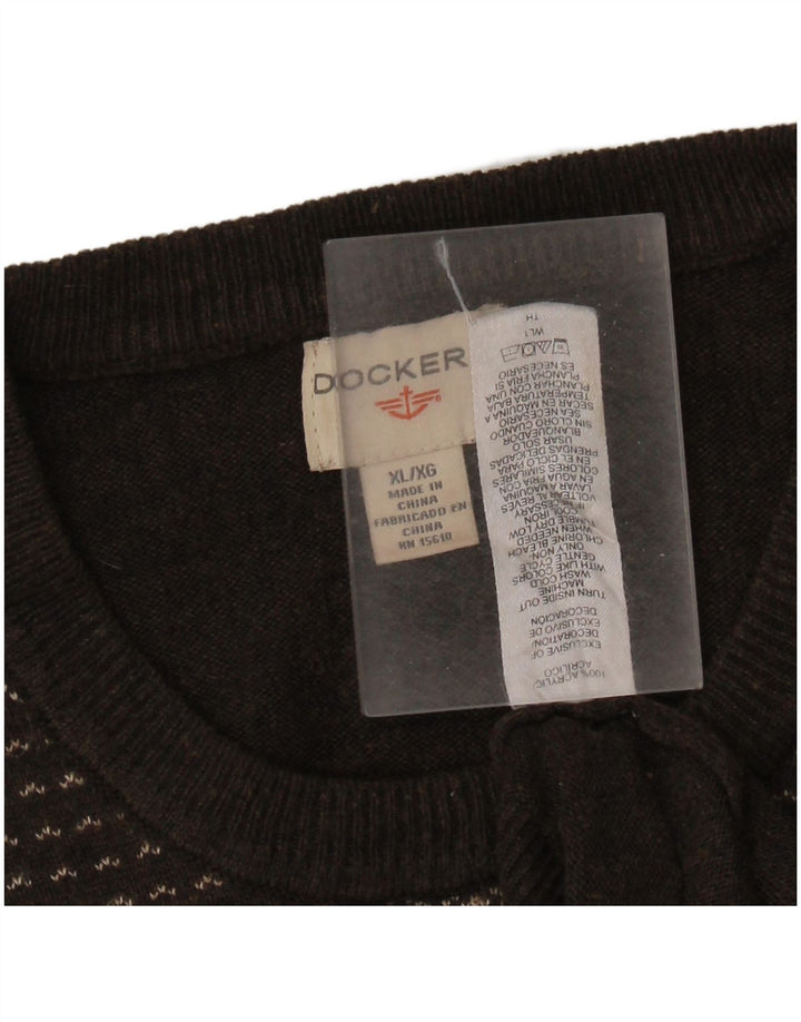 Dockers Suéter De Cuello Redondo Para Hombre XL Marrón Fair Isle Acrílico