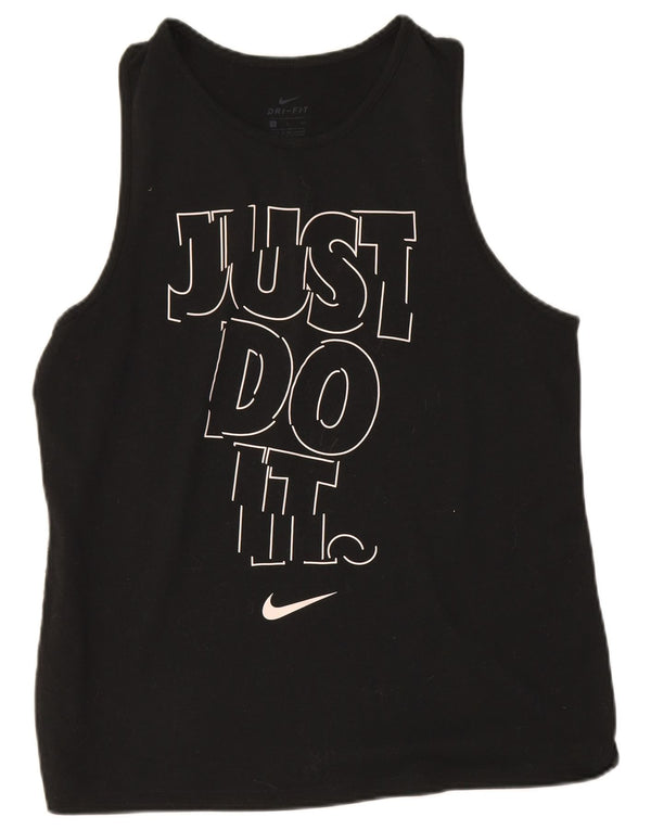 Nike Dri Fit Graphic Vest Top para mujer UK 10 Pequeño Poliéster negro