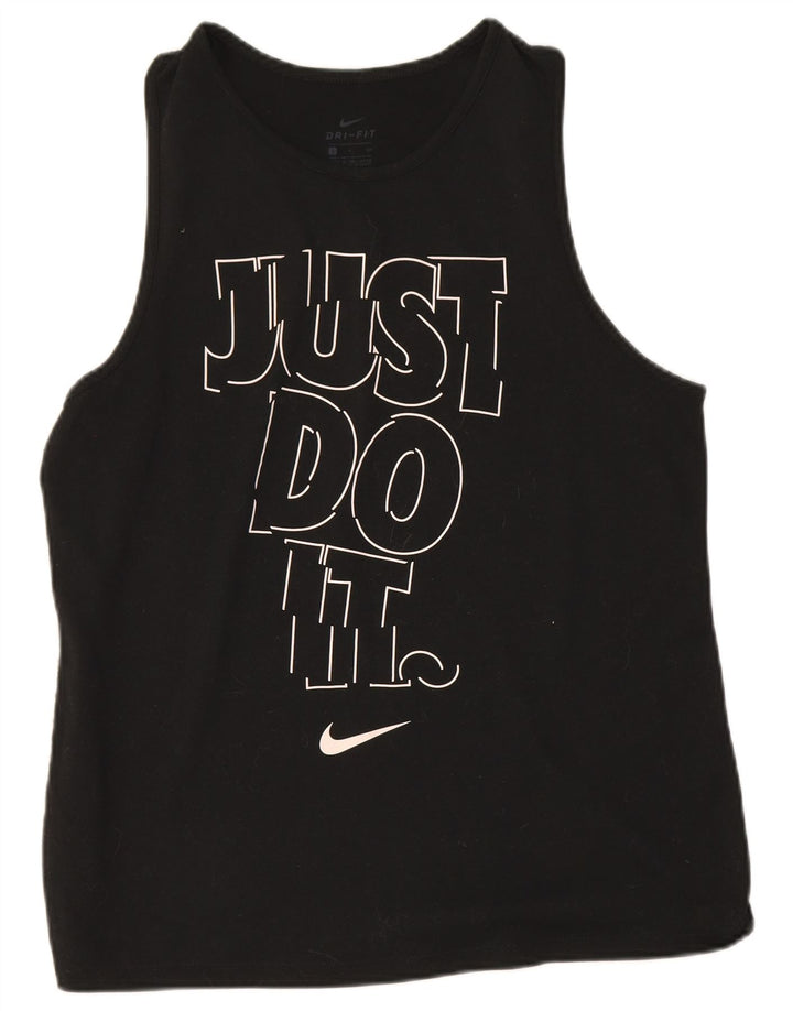 Nike Dri Fit Graphic Vest Top para mujer UK 10 Pequeño Poliéster negro