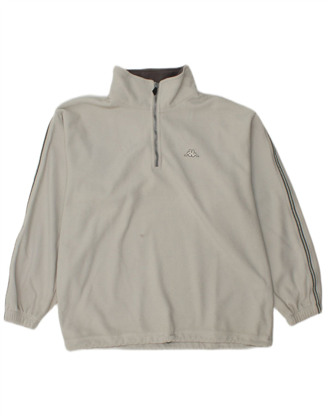 Kappa Hombre Jersey De Forro Polar Con Cremallera Y Cuello Grande Poliéster Blanco Roto