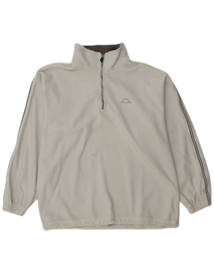 Kappa Hombre Jersey De Forro Polar Con Cremallera Y Cuello Grande Poliéster Blanco Roto