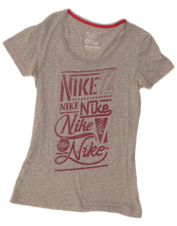 NIKE Camiseta gráfica ajustada para mujer UK 40 Gris medio moteado