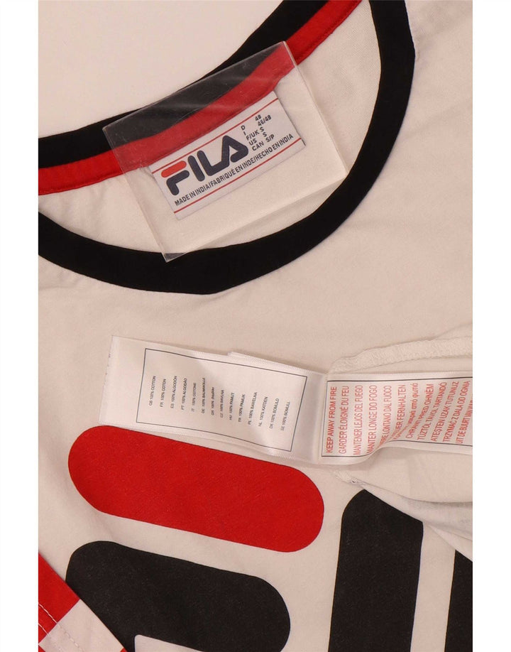 Fila Camiseta gráfica para hombre Top pequeño de algodón geométrico blanco