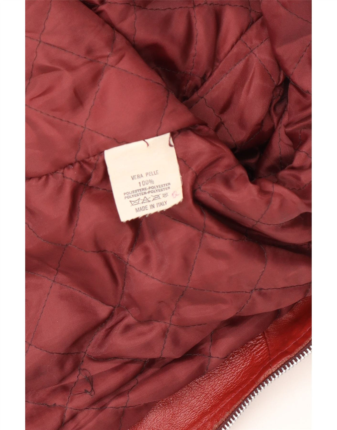 Vintage mujer chaqueta de cuero Reino Unido 14 rojo medio