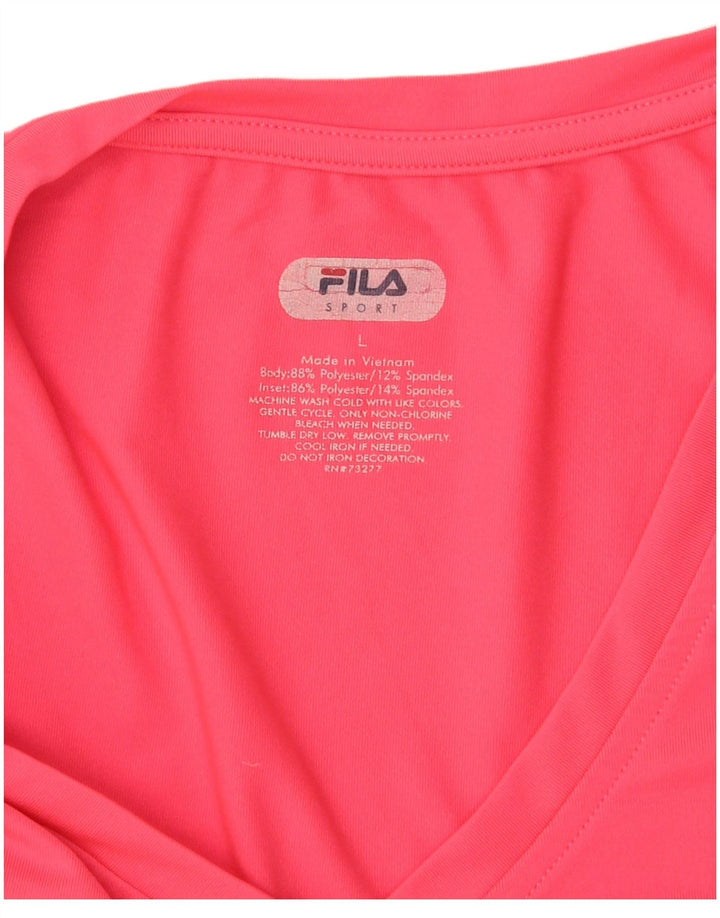 FILA Camiseta de manga larga para mujer UK 40 Grande Poliéster rosa
