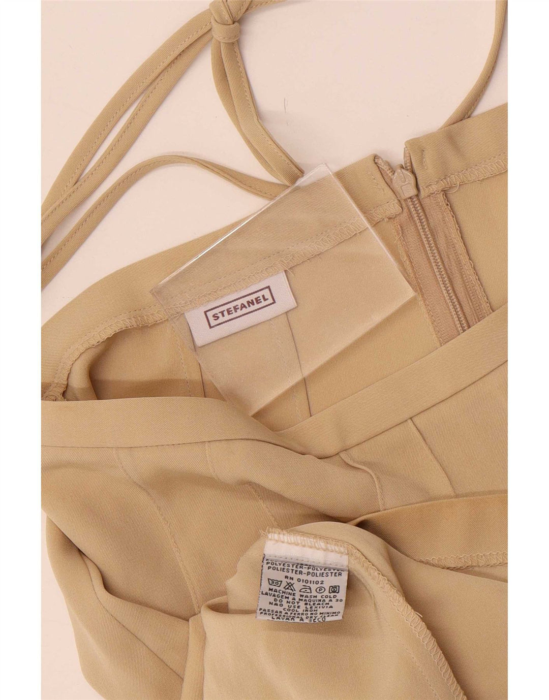 Stefanel Falda midi para mujer IT 40 Small W26 Poliéster beige