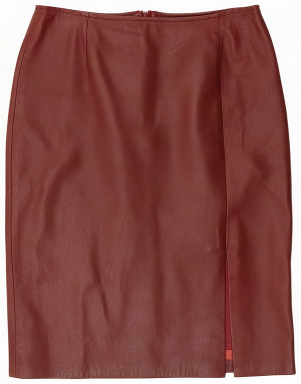 Falda de cuero vintage para mujer Mediana W30 Borgoña