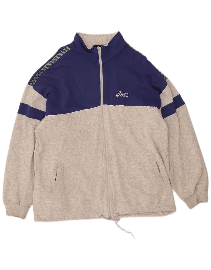 ASICS Hombre Graphic Chándal Top Chaqueta XL Gris Colorblock