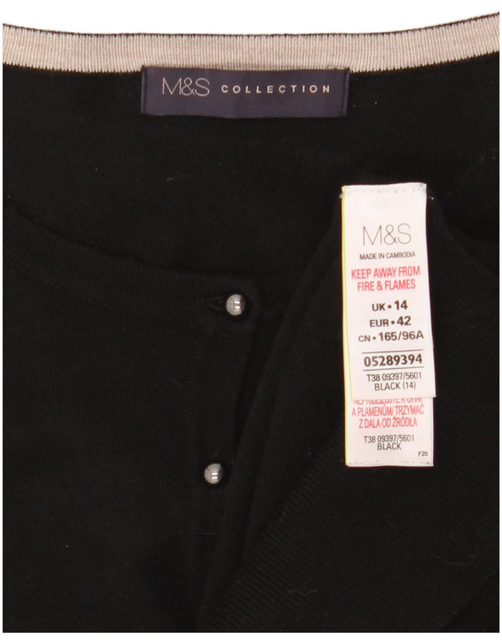 Marks & Spencer Suéter tipo cárdigan para mujer UK 44 Viscosa negra mediana