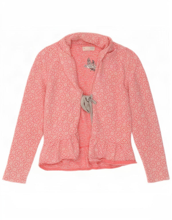 Odd Molly Mujer Cardigan Suéter Tamaño 2 Medio Rosa Algodón Geométrico